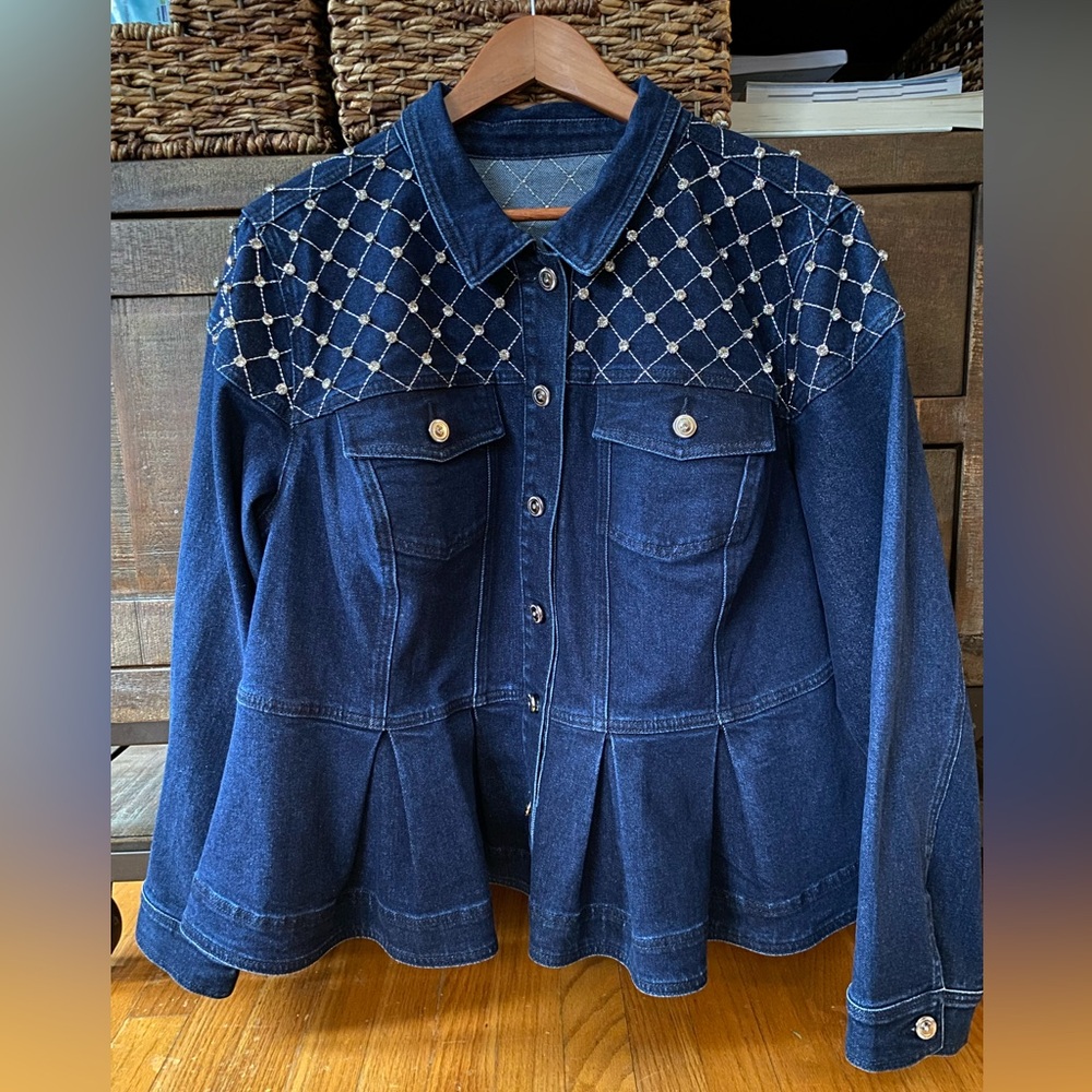 Women's Blue Denim Rhinestone Jacket